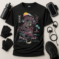 Japanese Tokyo Dragon Asian Inspired Retro 80’S Style Cooling Performance Crew T-Shirt