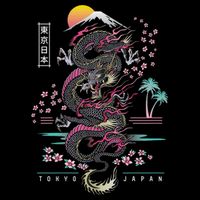 Japanese Tokyo Dragon Asian Inspired Retro 80’S Style Cooling Performance Crew T-Shirt
