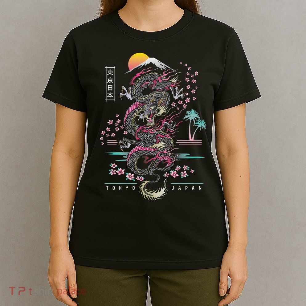 Japanese Tokyo Dragon Asian Inspired Retro 80’S Style T-Shirt
