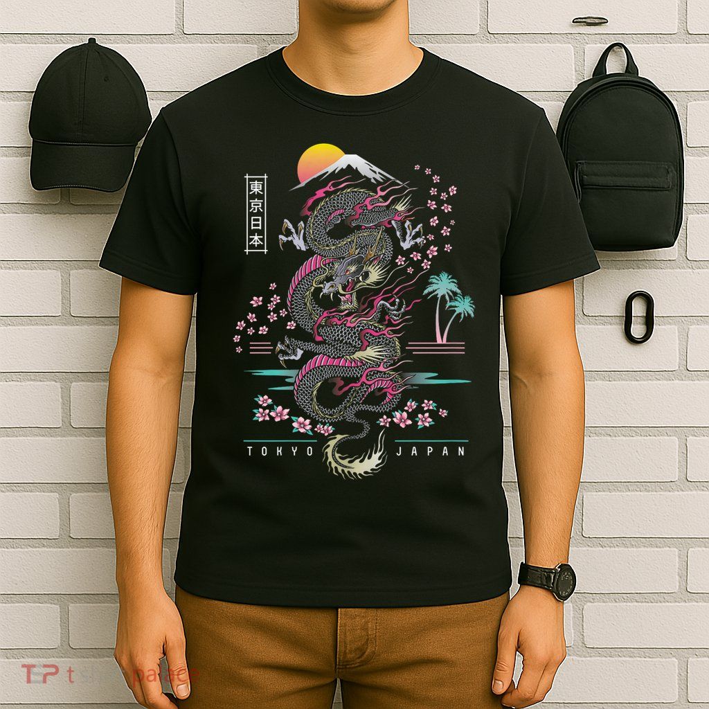 Japanese Tokyo Dragon Asian Inspired Retro 80’S Style T-Shirt