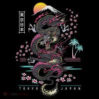 Japanese Tokyo Dragon Asian Inspired Retro 80’S Style Tall T-Shirt