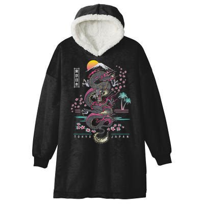 Japanese Tokyo Dragon Asian Inspired Retro 80’S Style Hooded Wearable Blanket