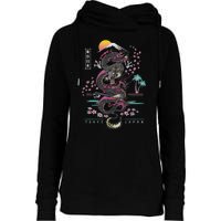 Japanese Tokyo Dragon Asian Inspired Retro 80’S Style Womens Funnel Neck Pullover Hood