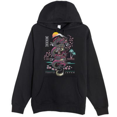 Japanese Tokyo Dragon Asian Inspired Retro 80’S Style Premium Pullover Hoodie