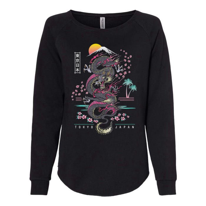 Japanese Tokyo Dragon Asian Inspired Retro 80’S Style Womens California Wash Sweatshirt