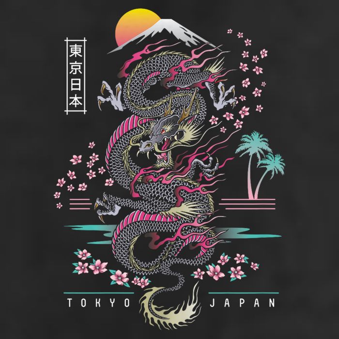 Japanese Tokyo Dragon Asian Inspired Retro 80’S Style 25L Jumbo Tote
