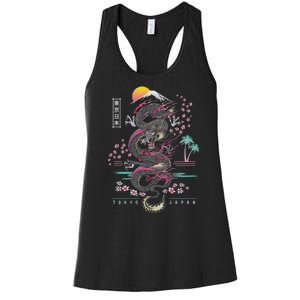 Japanese Tokyo Dragon Asian Inspired Retro 80’S Style Women's Racerback Tank