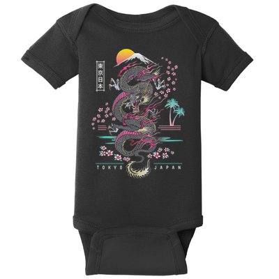 Japanese Tokyo Dragon Asian Inspired Retro 80’S Style Baby Bodysuit