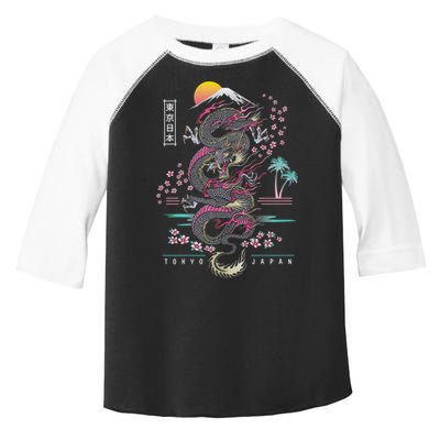 Japanese Tokyo Dragon Asian Inspired Retro 80’S Style Toddler Fine Jersey T-Shirt
