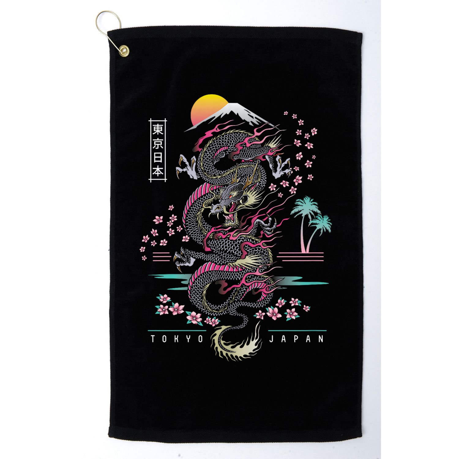 Japanese Tokyo Dragon Asian Inspired Retro 80’S Style Golf Towel