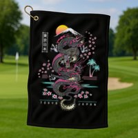 Japanese Tokyo Dragon Asian Inspired Retro 80’S Style Golf Towel