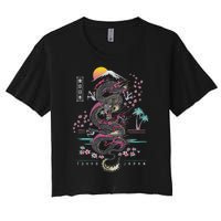 Japanese Tokyo Dragon Asian Inspired Retro 80’S Style Women's Crop Top Tee