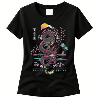Japanese Tokyo Dragon Asian Inspired Retro 80’S Style Womens T-Shirt