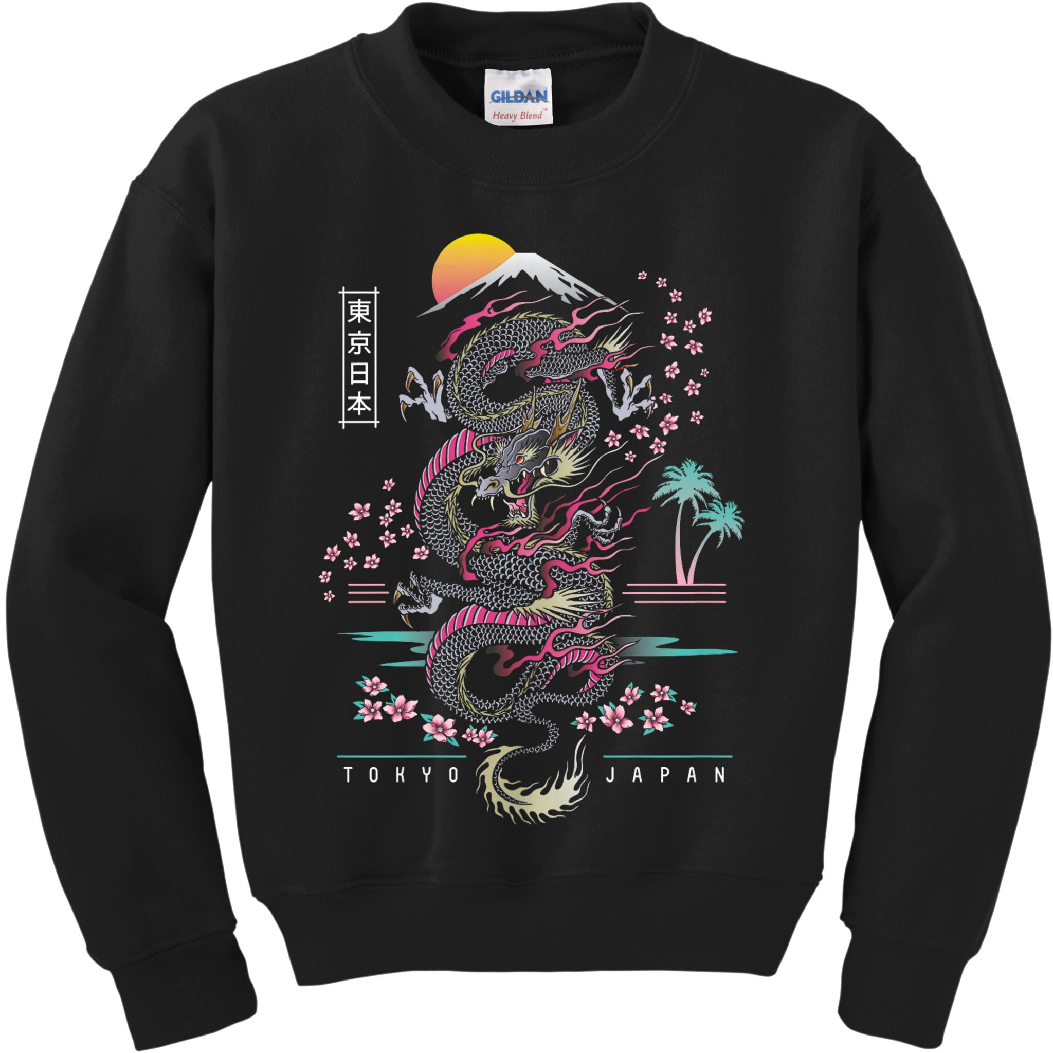 Japanese Tokyo Dragon Asian Inspired Retro 80’S Style Kids Sweatshirt