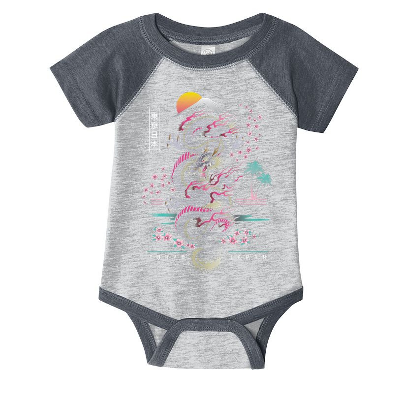 Japanese Tokyo Dragon Asian Inspired Retro 80’S Style Infant Baby Jersey Bodysuit