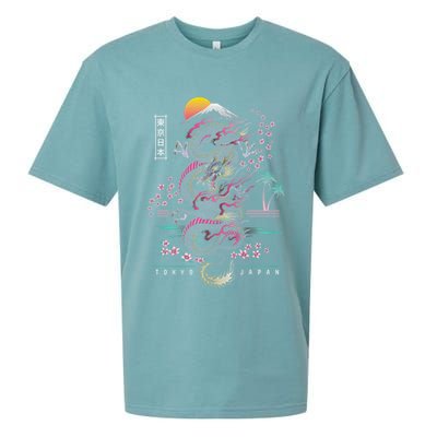 Japanese Tokyo Dragon Asian Inspired Retro 80’S Style Sueded Cloud Jersey T-Shirt