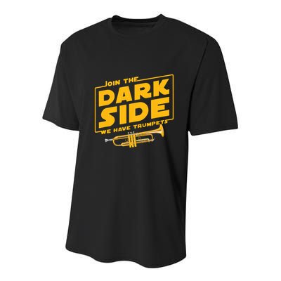 Join The Dark Side Trumpet Player Youth Performance Sprint T-Shirt