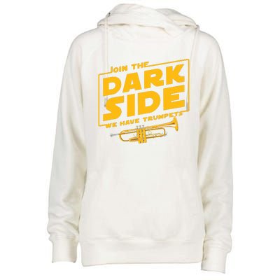 Join The Dark Side Trumpet Player Womens Funnel Neck Pullover Hood