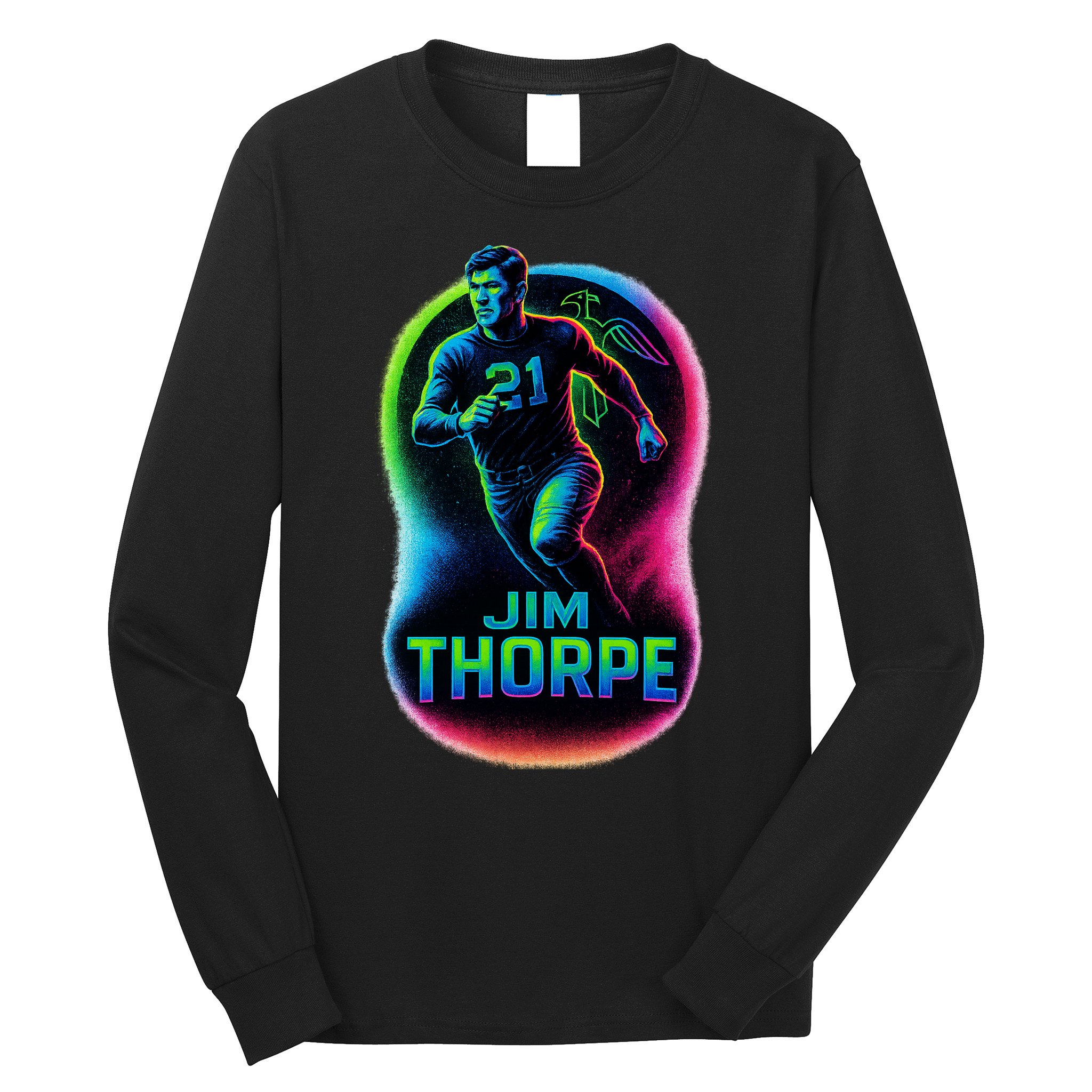 Jim Thorpe Epic Neon Pose Long Sleeve Shirt