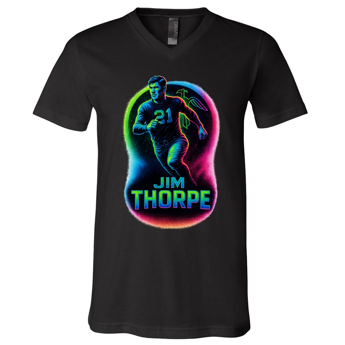 Jim Thorpe Epic Neon Pose V-Neck T-Shirt