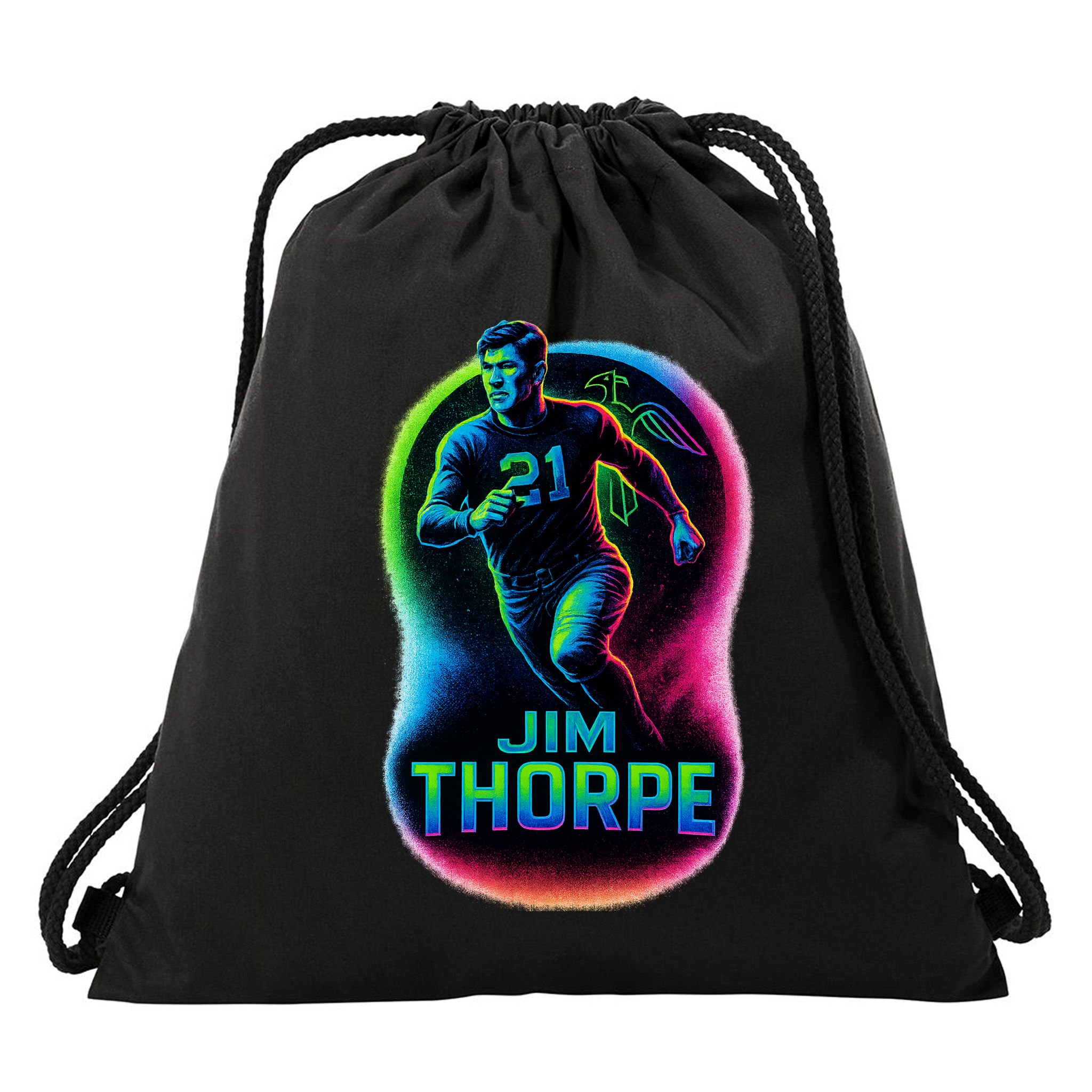 Jim Thorpe Epic Neon Pose Drawstring Bag