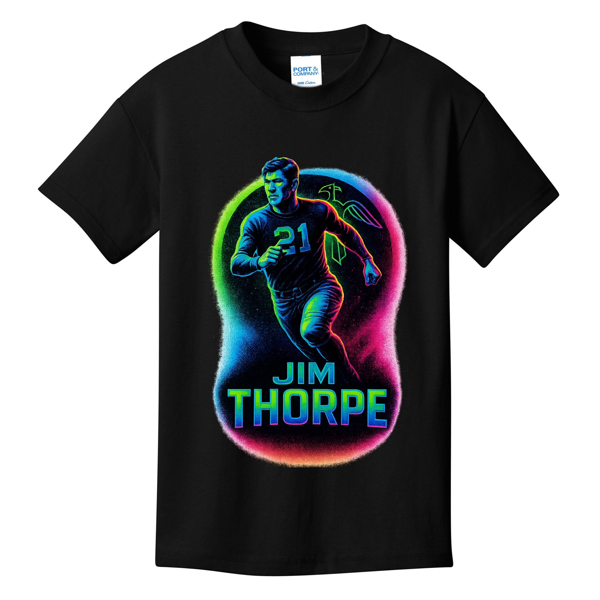 Jim Thorpe Epic Neon Pose Kids T-Shirt