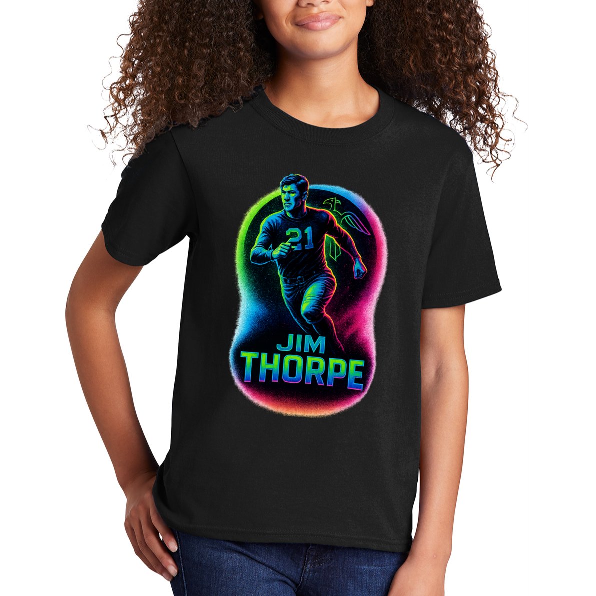 Jim Thorpe Epic Neon Pose Kids T-Shirt