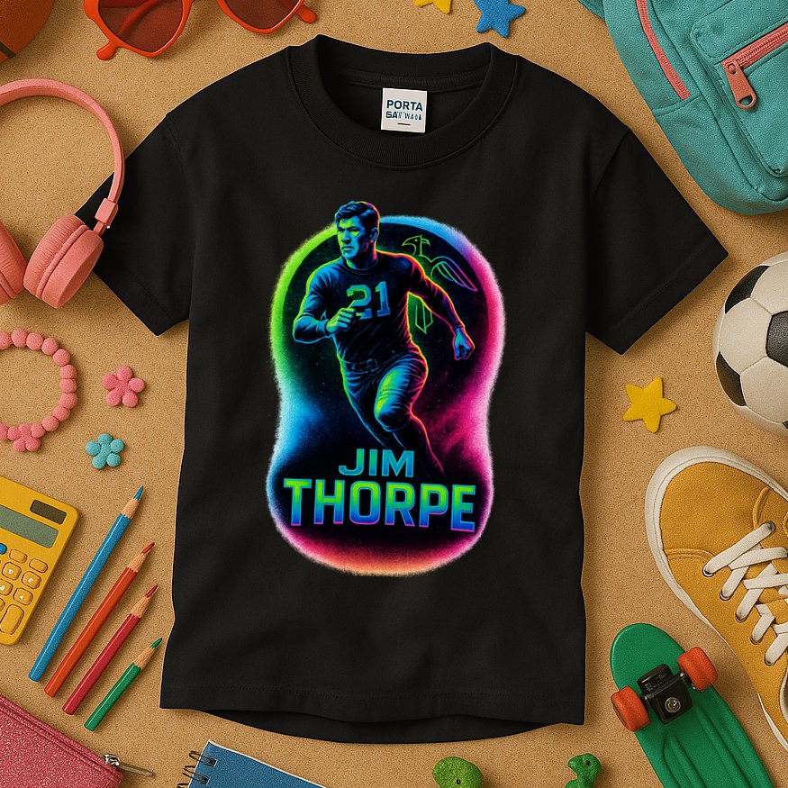 Jim Thorpe Epic Neon Pose Kids T-Shirt