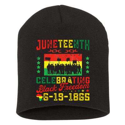 June Teenth Flag Celebrating Black Freedom Juneteenth 1865 Short Acrylic Beanie