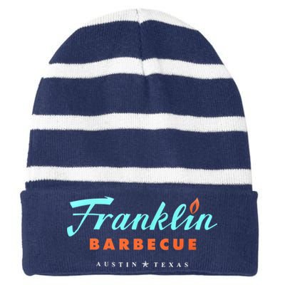 Jet Tila Franklin Barbecue Austin Texas Striped Beanie with Solid Band