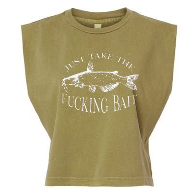 Just Take Fucking Bait Catfish Art Fishermen Fishing Gear Garment-Dyed Women's Muscle Tee