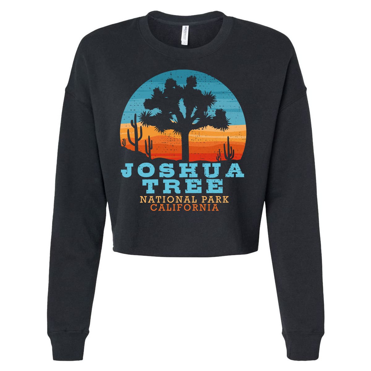 Joshua Tree Funny Gift Desert Palm Outdoor Camping Cactus Springs Cool Gift Cropped Pullover Crew