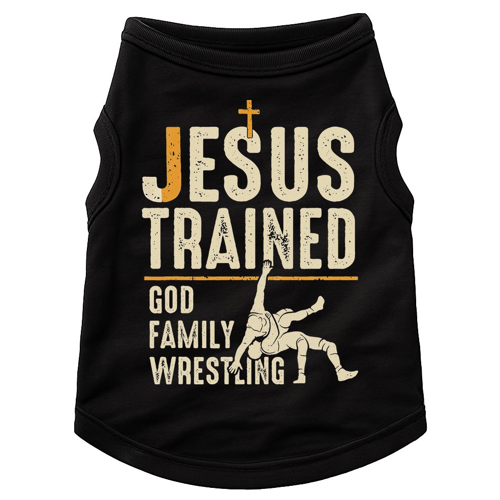 Jesus Trained God Family Wrestling Christian Wrestler Faith Doggie Tank