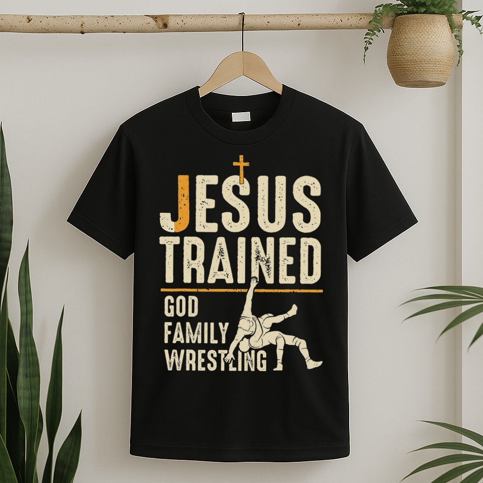 Jesus Trained God Family Wrestling Christian Wrestler Faith T-Shirt