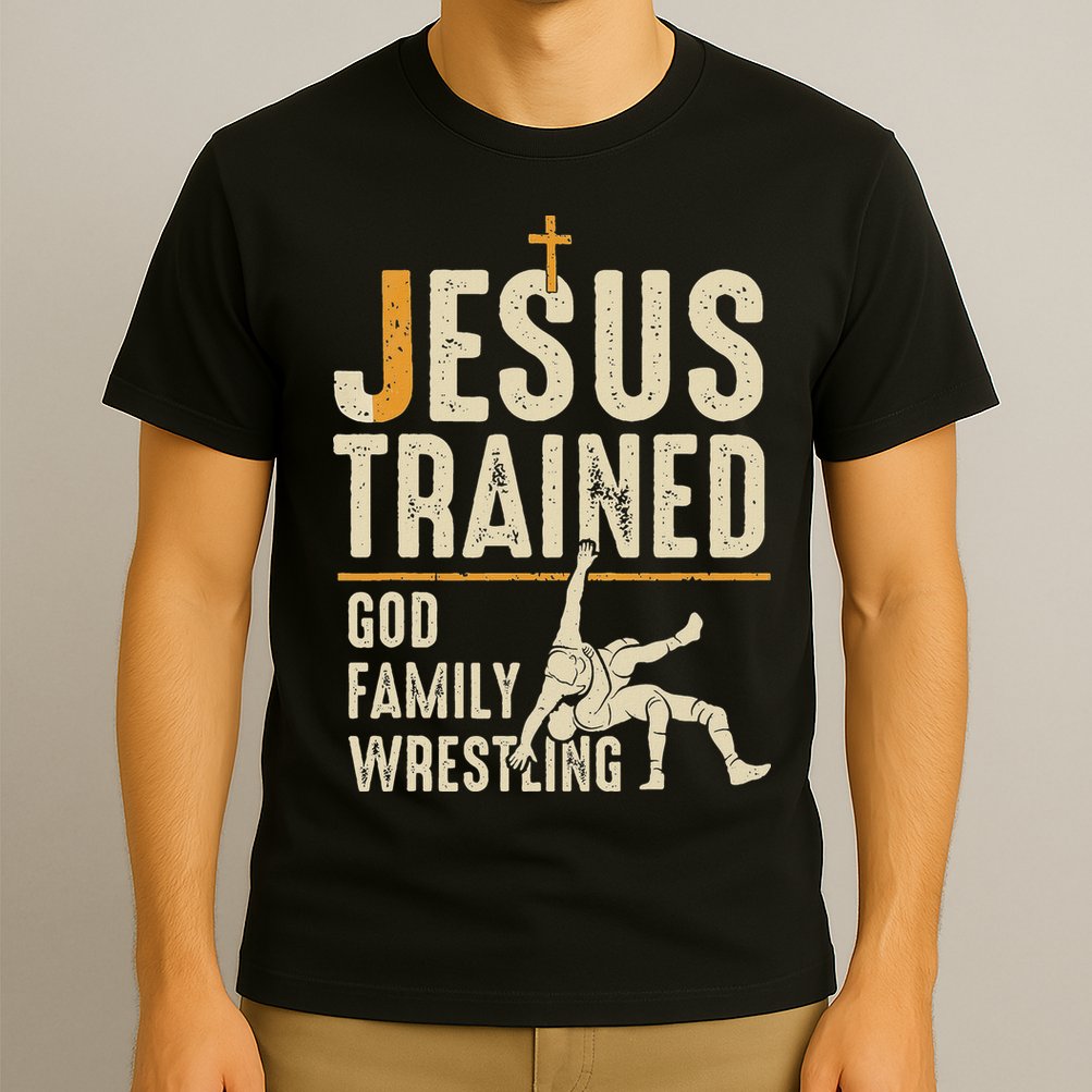 Jesus Trained God Family Wrestling Christian Wrestler Faith T-Shirt