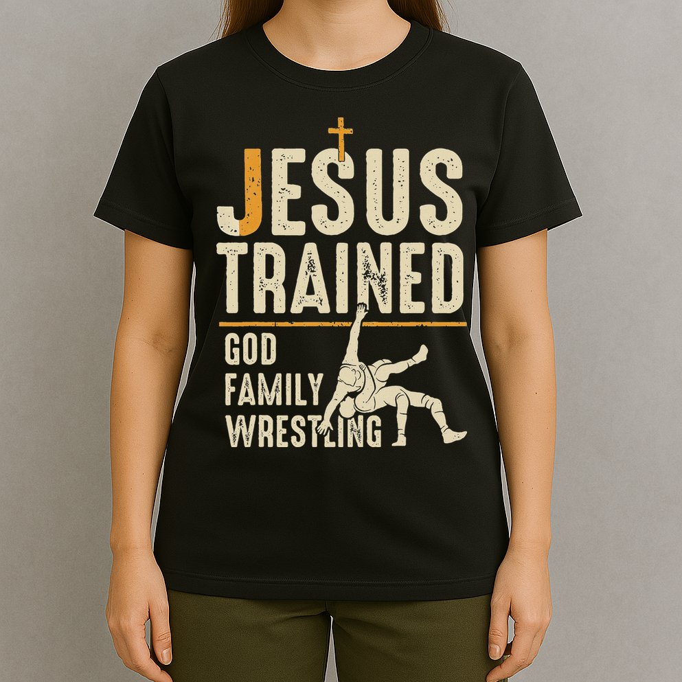 Jesus Trained God Family Wrestling Christian Wrestler Faith T-Shirt