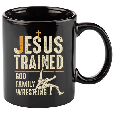 Jesus Trained God Family Wrestling Christian Wrestler Faith 11oz C Handle Ceramic Mug