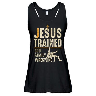 Jesus Trained God Family Wrestling Christian Wrestler Faith Ladies Essential Flowy Tank