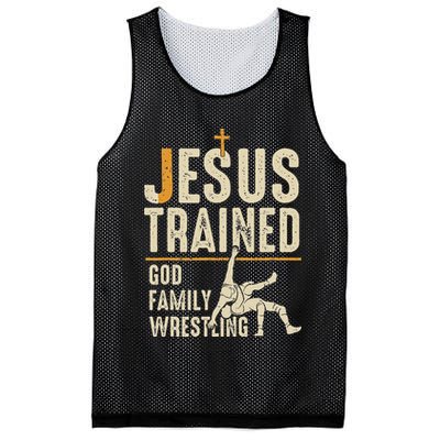 Jesus Trained God Family Wrestling Christian Wrestler Faith Mesh Reversible Basketball Jersey Tank
