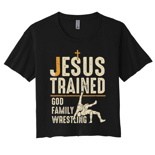 Jesus Trained God Family Wrestling Christian Wrestler Faith Crop Top