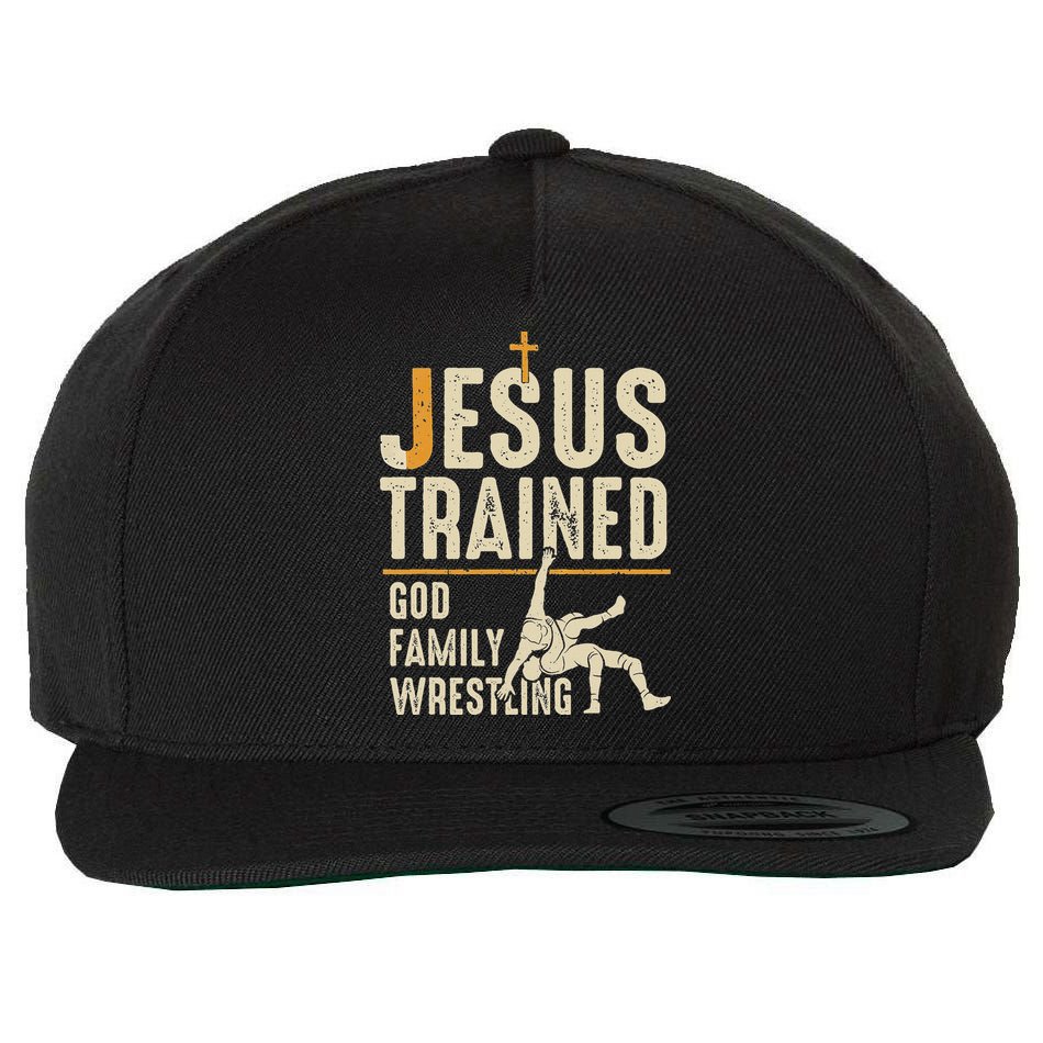 Jesus Trained God Family Wrestling Christian Wrestler Faith Wool Snapback Cap
