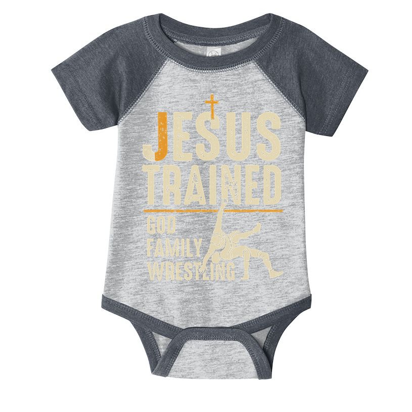 Jesus Trained God Family Wrestling Christian Wrestler Faith Infant Baby Jersey Bodysuit