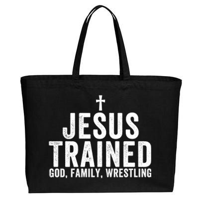 Jesus Trained God Family Wrestling Christian Wrestling Funny Gift Cotton Canvas Jumbo Tote