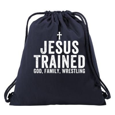 Jesus Trained God Family Wrestling Christian Wrestling Funny Gift Drawstring Bag