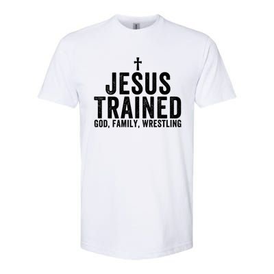 Jesus Trained God Family Wrestling Christian Wrestling Funny Gift Softstyle® CVC T-Shirt