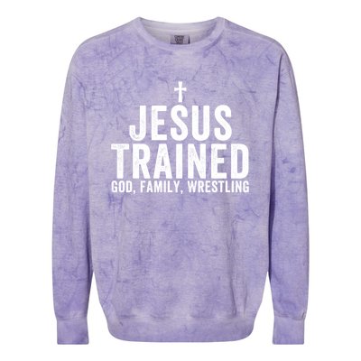 Jesus Trained God Family Wrestling Christian Wrestling Great Gift Colorblast Crewneck Sweatshirt