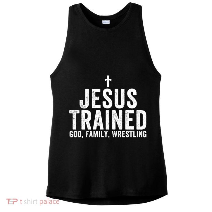 Jesus Trained God Family Wrestling Christian Wrestling Great Gift Ladies PosiCharge Tri-Blend Wicking Tank