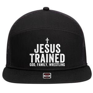 Jesus Trained God Family Wrestling Christian Wrestling Great Gift 7 Panel Mesh Trucker Snapback Hat