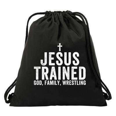 Jesus Trained God Family Wrestling Christian Wrestling Great Gift Drawstring Bag