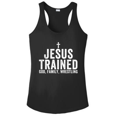 Jesus Trained God Family Wrestling Christian Wrestling Great Gift Ladies PosiCharge Competitor Racerback Tank